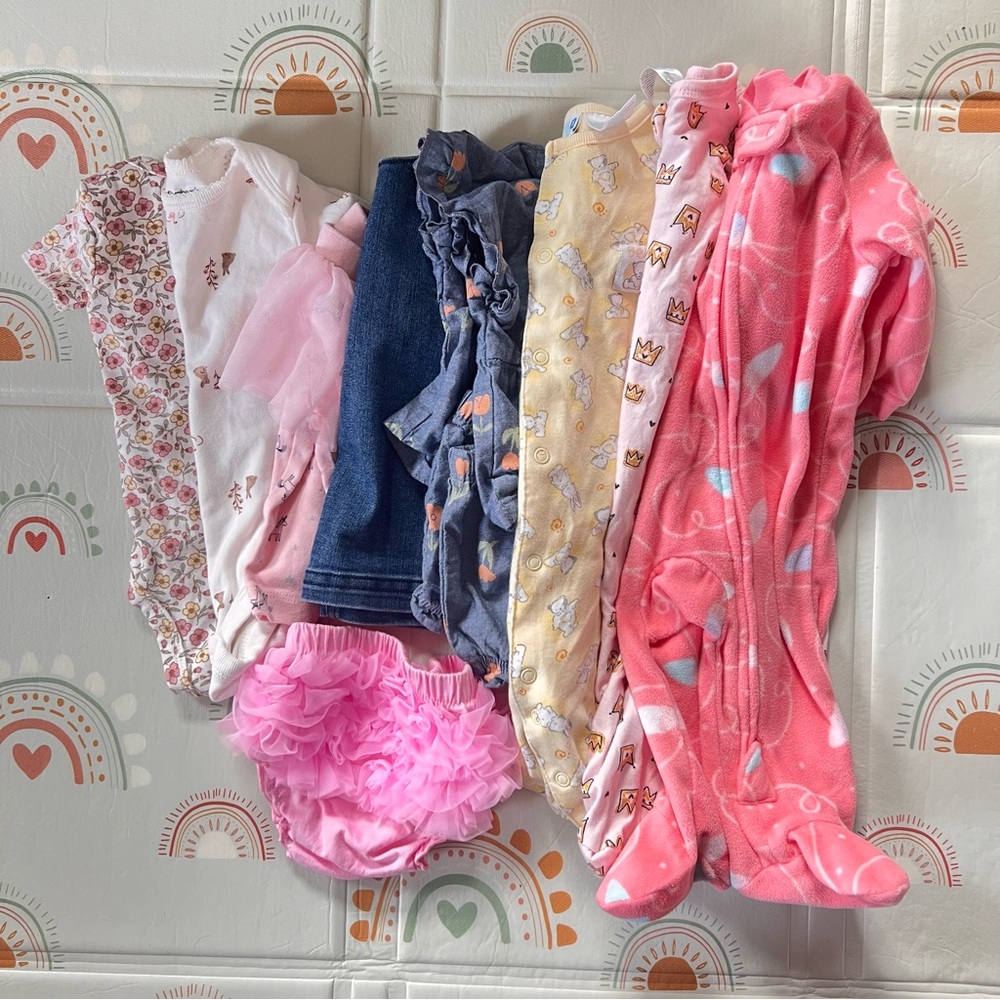 9 piece baby girl bundle 0-3 months